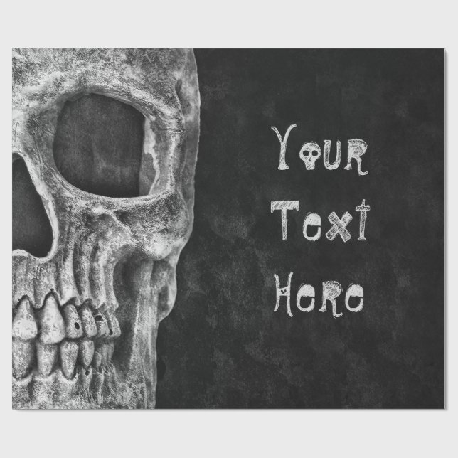 Gothic Skull Head Black And White Custom Wrapping Paper (Flat)