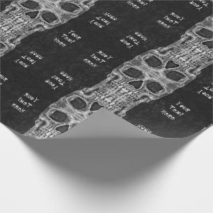 Gothic Skull Head Black And White Pattern Wrapping Paper