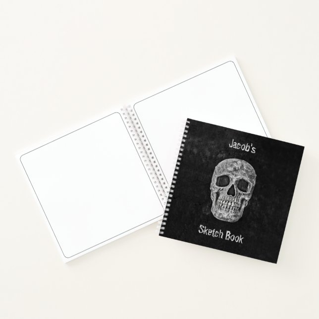 Gothic Skull Head Black White Art Sketch Book (Inside)