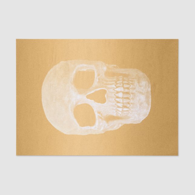 Gothic Skull Head Elegant Gold Metallic Tissue Paper (Front)