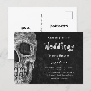 Gothic Skull Head Halloween Wedding Invitation