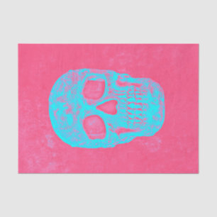 Gothic Skull Head Hot Pink Blue Decoupage Pop Art Tissue Paper