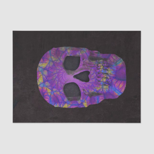 Gothic Skull Head Purple Abstract Pop Art Tissue Paper (Front)