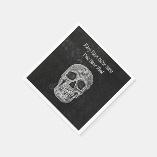 Gothic Skull Head Texture Black And White Funny Napkin (Corner)