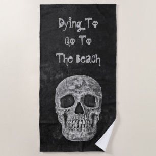 Gothic Skull Head Texture Grunge Black And White Beach Towel