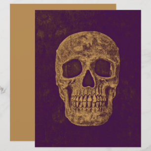 Gothic Skull Head Vintage Purple Gold Decoupage