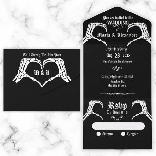 Gothic skull heart  all in one invitation