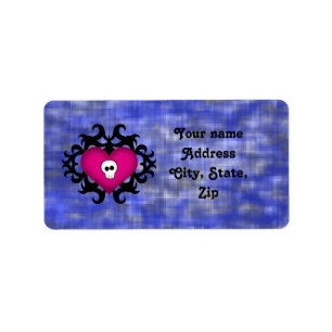 Gothic skull heart label