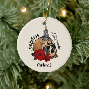 Gothic Skull Hopeless Romantic Ceramic Tree Decoration