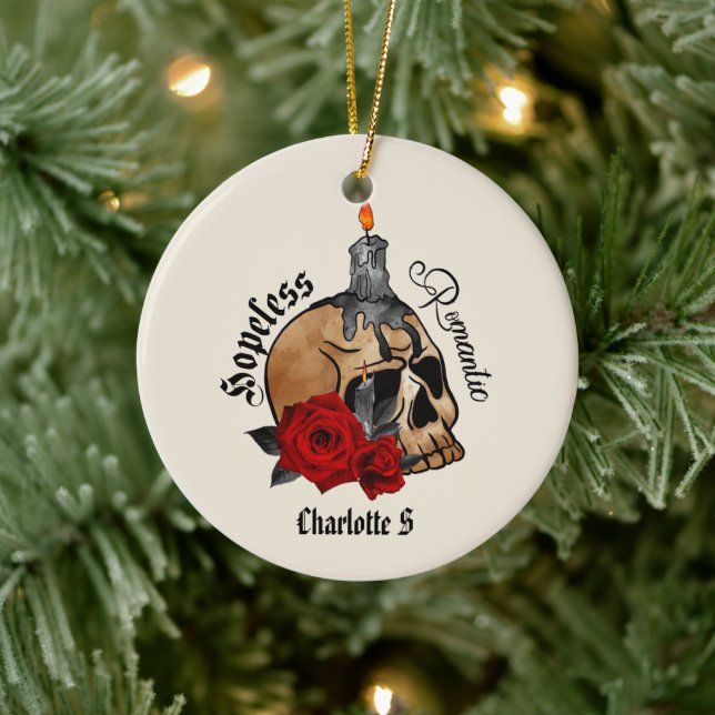 Gothic Skull Hopeless Romantic Ceramic Tree Decoration (Tree)