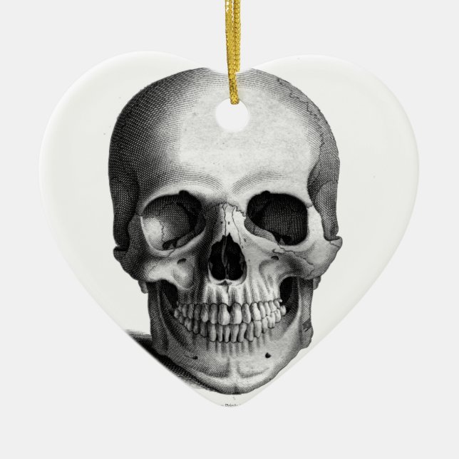 Gothic Skull Horror Fantasy Ceramic Tree Decoration (Front)