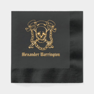 Gothic Skull, Keys, Chains Name Foil Napkins