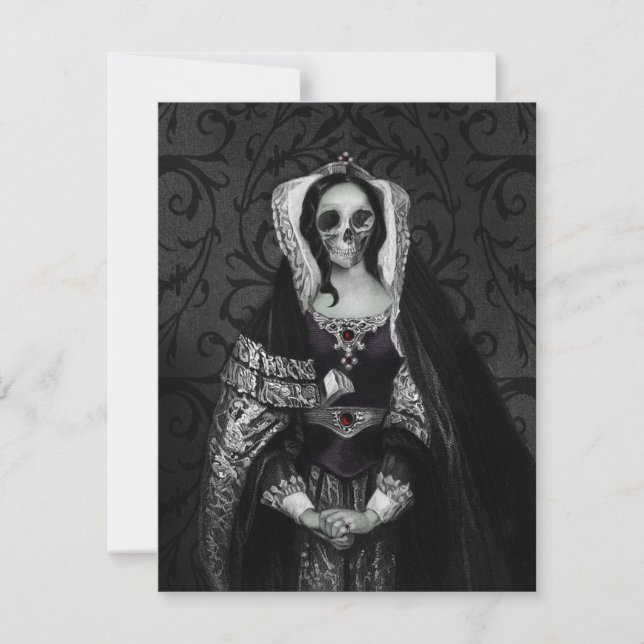 Gothic Skull Lady Thank You Card (Front)