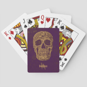 Gothic Skull Monogram Grunge Gold Purple Cool Playing Cards