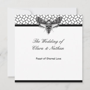 Gothic Skull Moth Wedding Menu – Feast of Eternal  Invitation