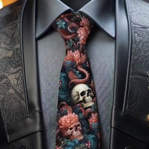 Gothic Skull Octopus Tentacles Coral Reef Tie
