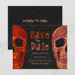 Gothic Skull Orange Black Budget Save The Date