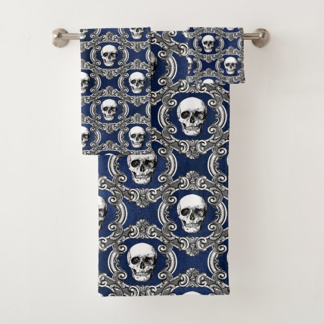 Gothic Skull Pattern Bath Towel (Insitu)