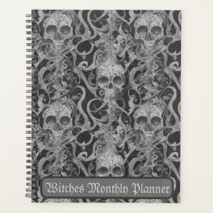 Gothic Skull Pattern Witches Monthly Planner