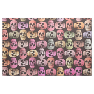 Gothic Skull Pop Art Pink Green Pattern Design Fabric