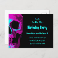 Gothic Skull Purple Teal Birthday RIP To His 20s 