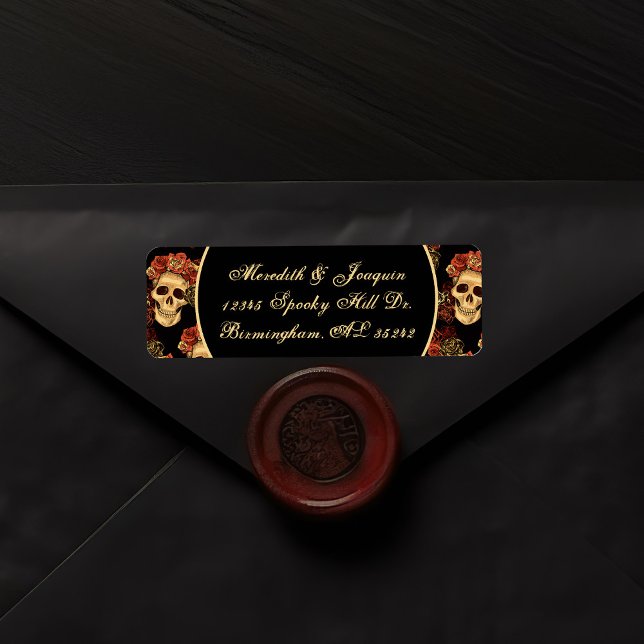 Gothic Skull Red Black Halloween Return Address (Creator Uploaded)