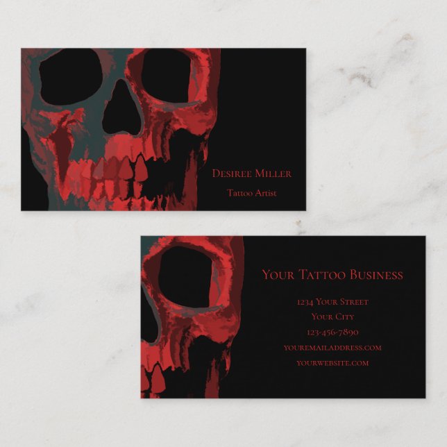 Gothic Skull Red Green Black Macabre Business Card (Front/Back)