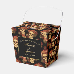 Gothic Skull Red Rose Custom Black Wedding Fortune Favour Box