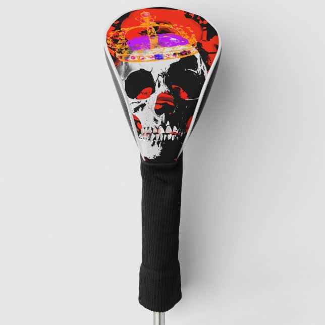 Gothic Skull Red Roses Golf Head Cover (Front)
