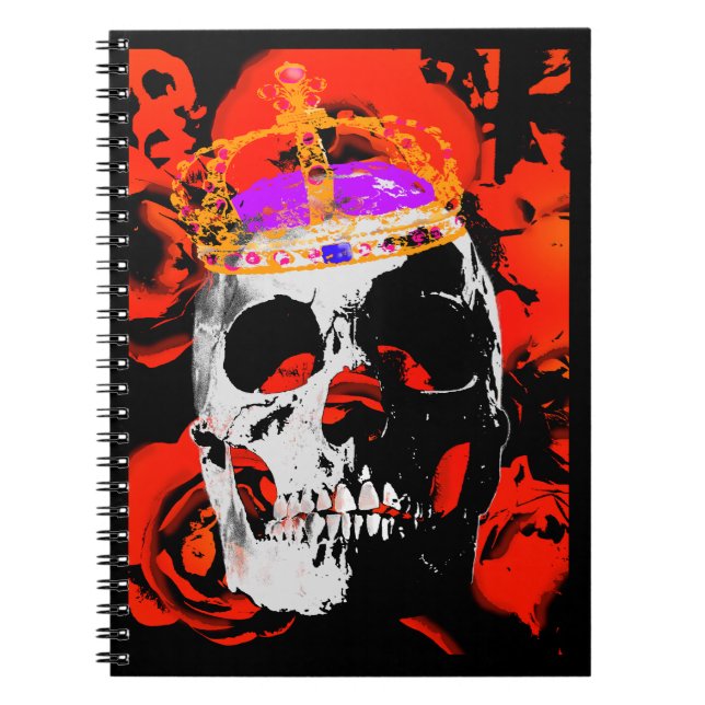 Gothic Skull Red Roses Notebook (Front)