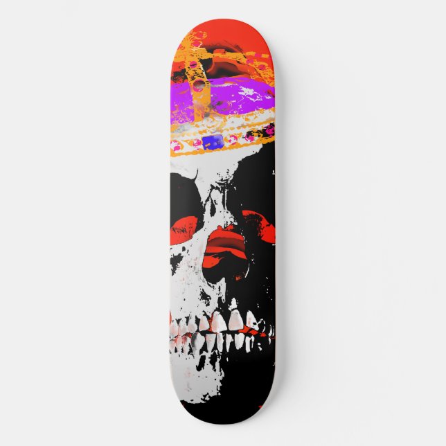 Gothic Skull Red Roses Skateboard (Front)