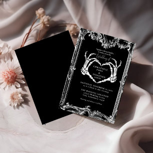 Gothic Skull Retro Halloween Wedding Invitation