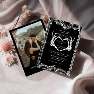 Gothic Skull Retro Halloween Wedding Invitation