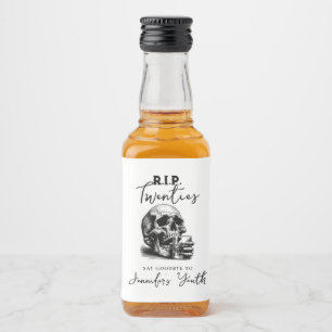 Gothic Skull RIP Twenties Whiskey Birthday Party Liquor Bottle Label