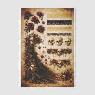 Gothic Skull Rose Mini Elements FJ5L Decoupage Tissue Paper