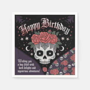 Gothic Skull & Roses Birthday Card  Napkin