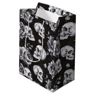 Gothic Skull & Roses Dark Romantic Medium Gift Bag