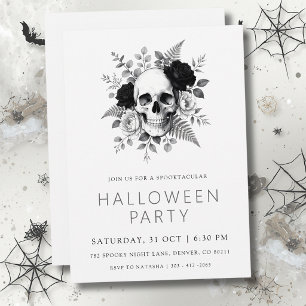 Gothic Skull & Roses Halloween  Invitation