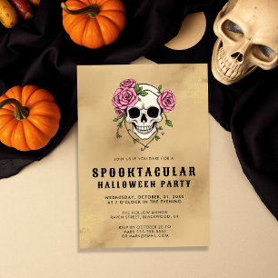 Gothic Skull & Roses Halloween Party Invitation