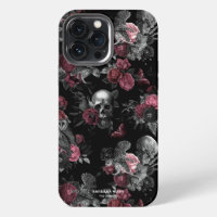 Gothic Skull Roses Owl Dark Purple Pink Elegant