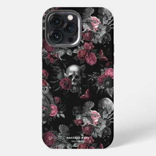 Gothic Skull Roses Owl Dark Purple Pink Elegant iPhone 13 Pro Max Case