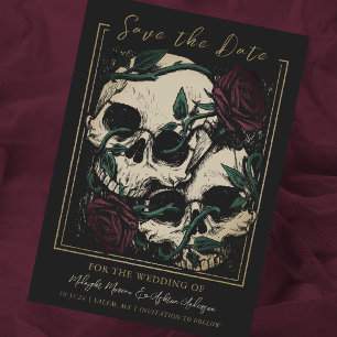 Gothic Skull Roses Save The Date