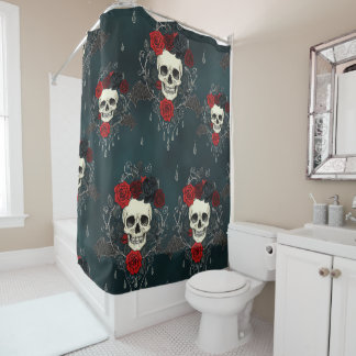 Gothic Skull & Roses Shower Curtain