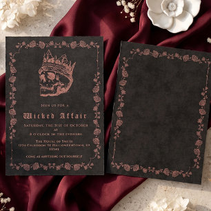 Gothic Skull & Roses Wicked Affair Halloween Party Invitation