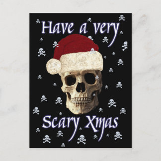 Gothic Skull Scary Christmas Quirky Xmas Hat Funny Postcard