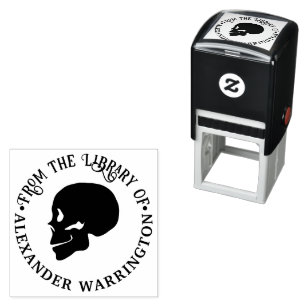 Gothic Skull Skeleton “from the library of” Book Self-inking Stamp