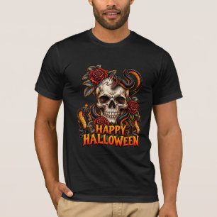Gothic Skull Snake Happy Halloween T-Shir T-Shirt