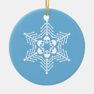 Gothic Skull Snowflakes Ceramic Tree Decoration