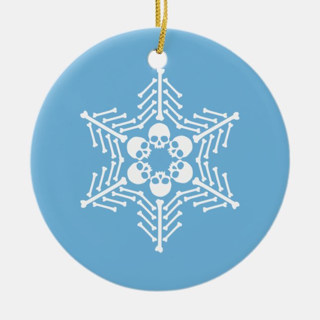 Gothic Skull Snowflakes Ceramic Tree Decoration (Front)