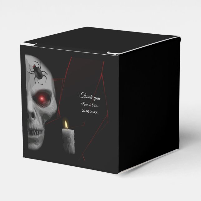 Gothic Skull Spider Candle - Dark Moody Halloween  Favour Box (Front Side)